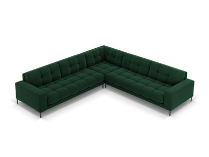 Bali Symmetrical Corner Sofa, 6 Seats, 256x256 cm — Bottle Green / Black Metal