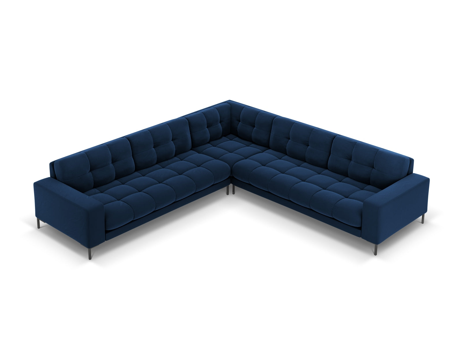 Bali Symmetrical Corner Sofa, 6 Seats, 256x256 cm — Royal Blue / Black Metal