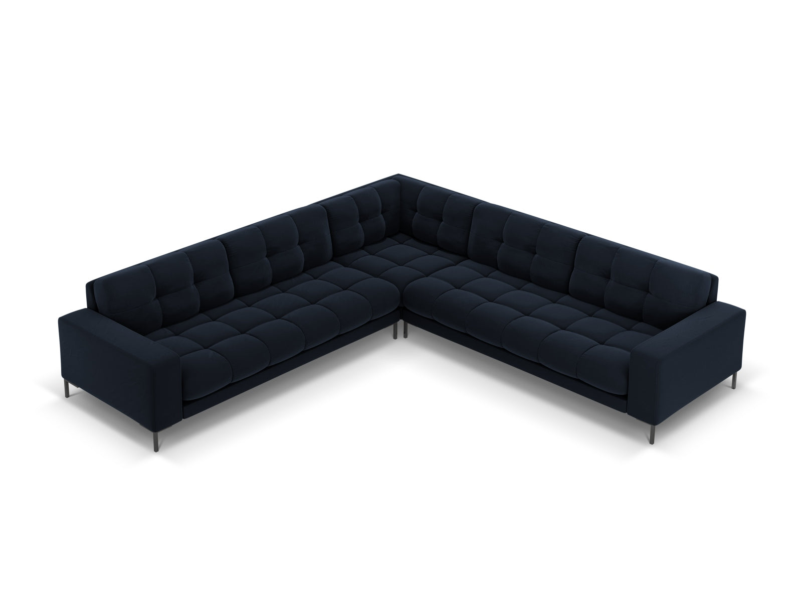Bali Symmetrical Corner Sofa, 6 Seats, 256x256 cm — Dark Blue / Black Metal