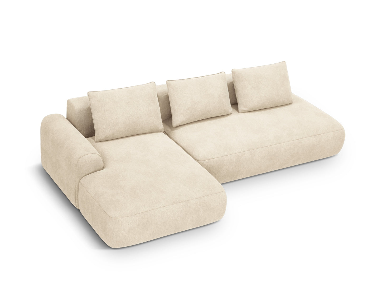 Calma Corner Sofa With Bed Function And Box, 5 Seats, 275x142 cm — Light Beige / Left
