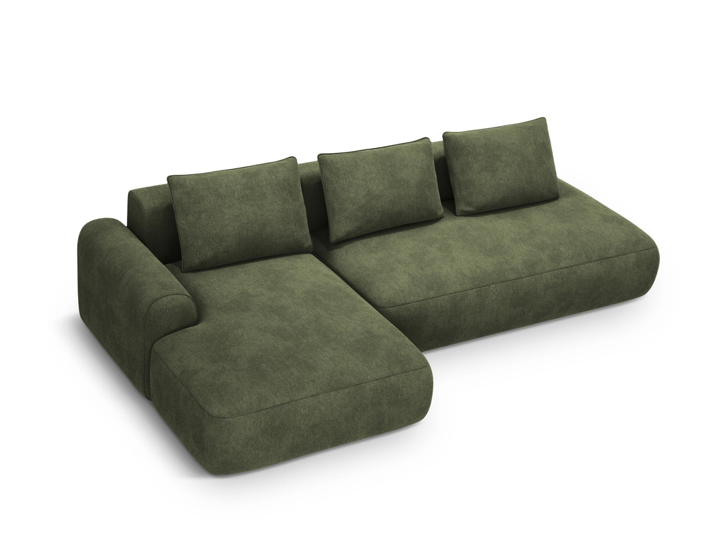 Calma Corner Sofa With Bed Function And Box, 5 Seats, 275x142 cm — Green / Left