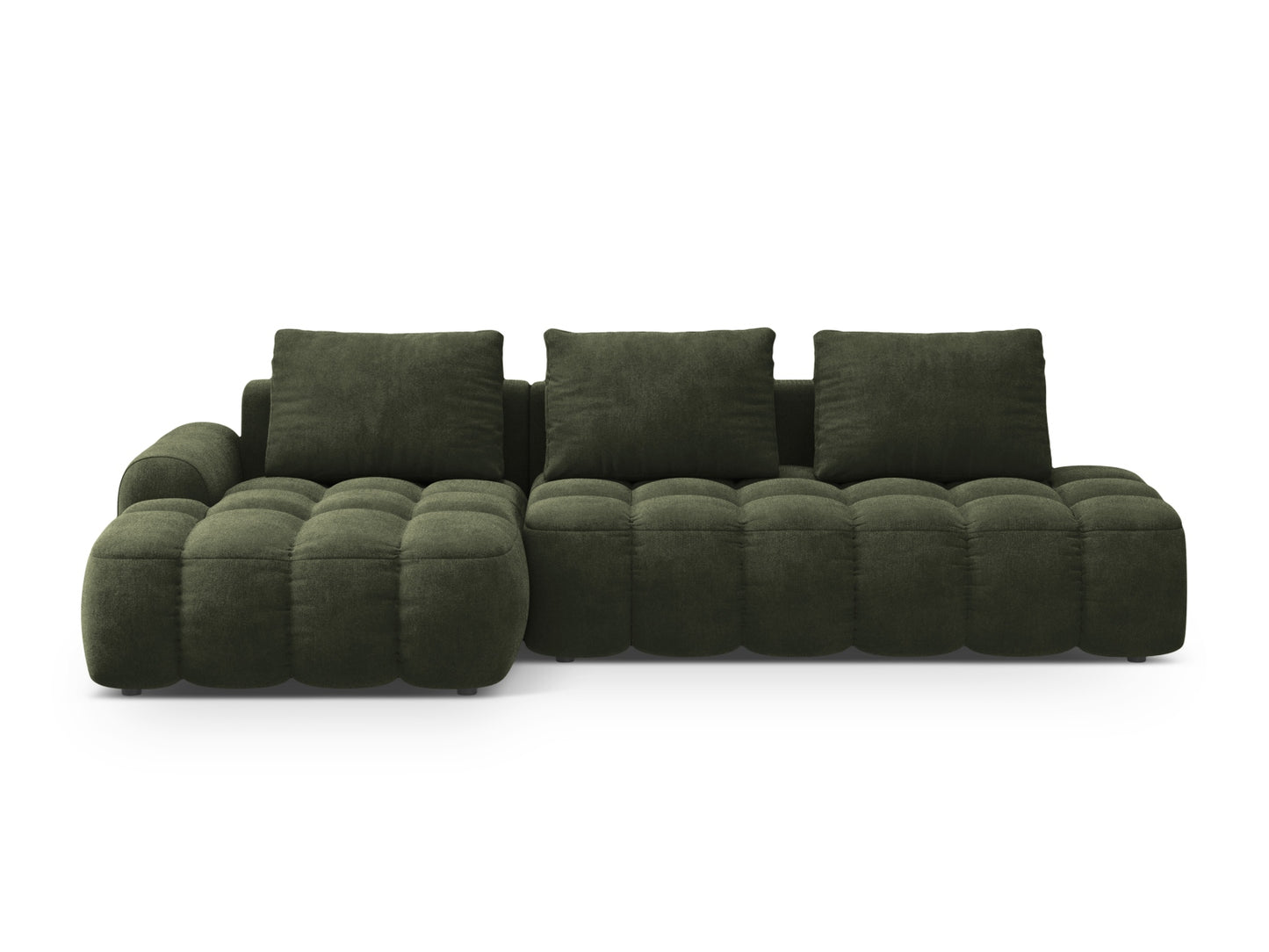 Linz Corner Sofa With Bed Function And Box, 3 Seats, 275x142 cm — Green / Left