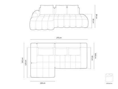 Linz Corner Sofa With Bed Function And Box, 3 Seats, 275x142 cm