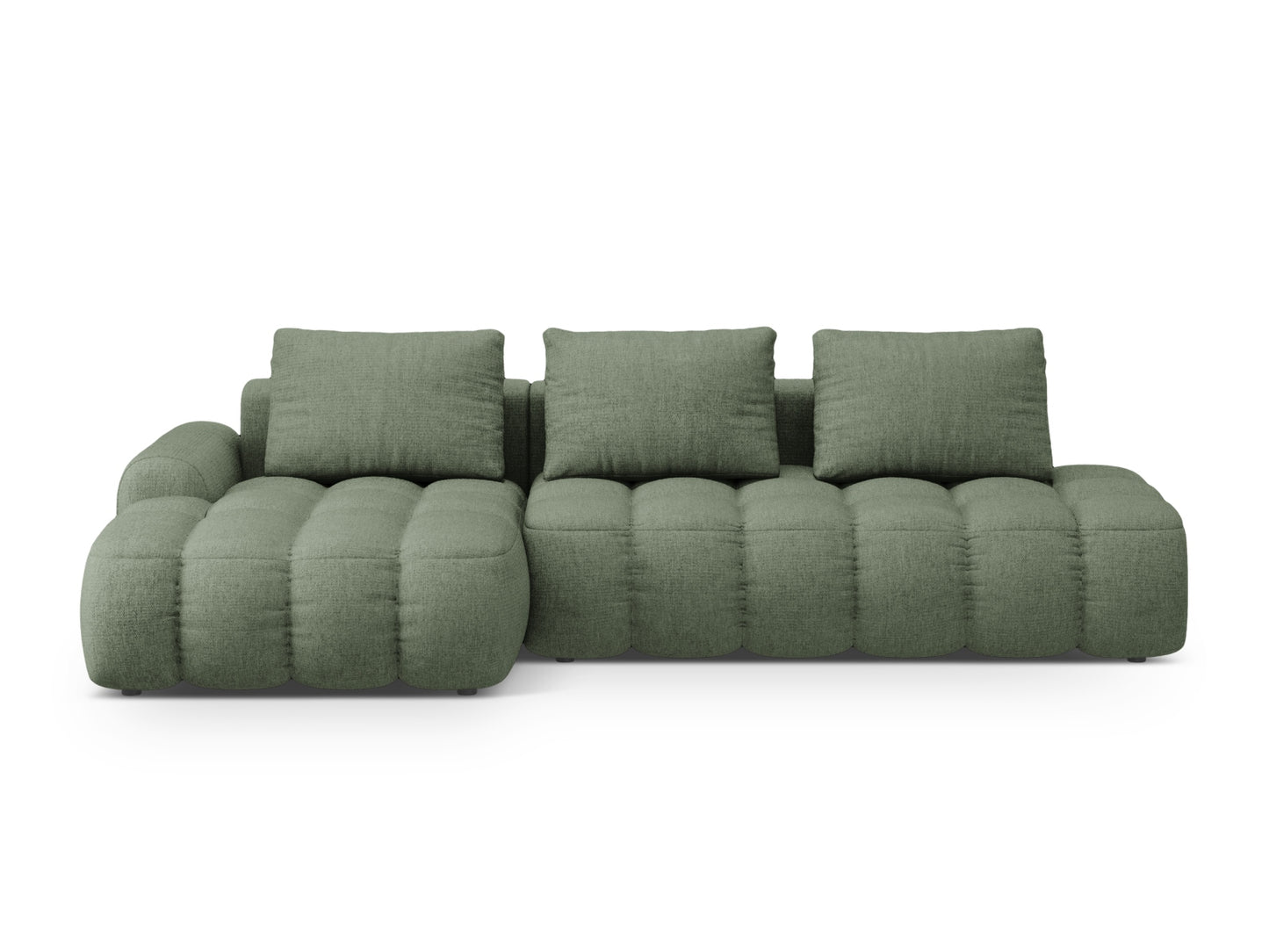 Linz Corner Sofa With Bed Function And Box, 3 Seats, 275x142 cm — Dark Olive Green / Left