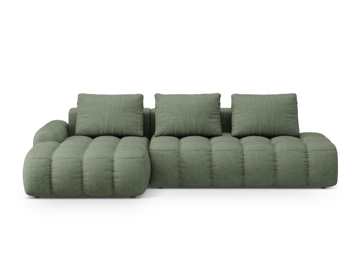 Linz Corner Sofa With Bed Function And Box, 3 Seats, 275x142 cm — Dark Olive Green / Left