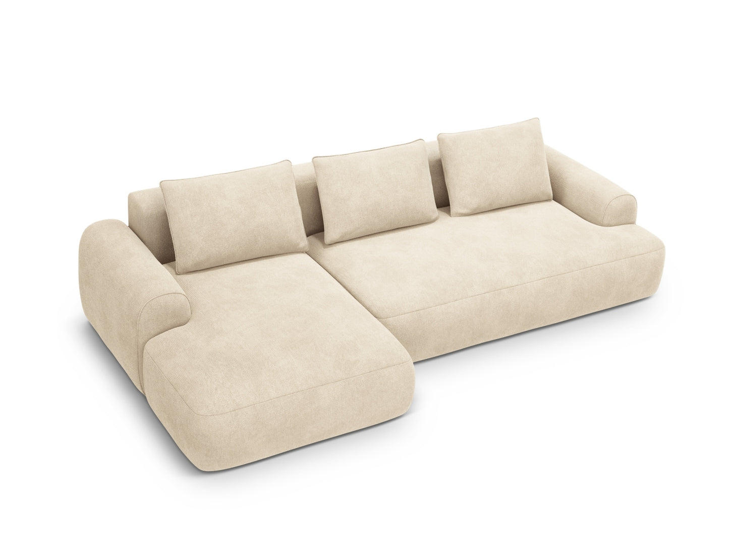 Calma Corner Sofa With Bed Function And Box, 3 Seats, 275x142 cm — Light Beige / Left