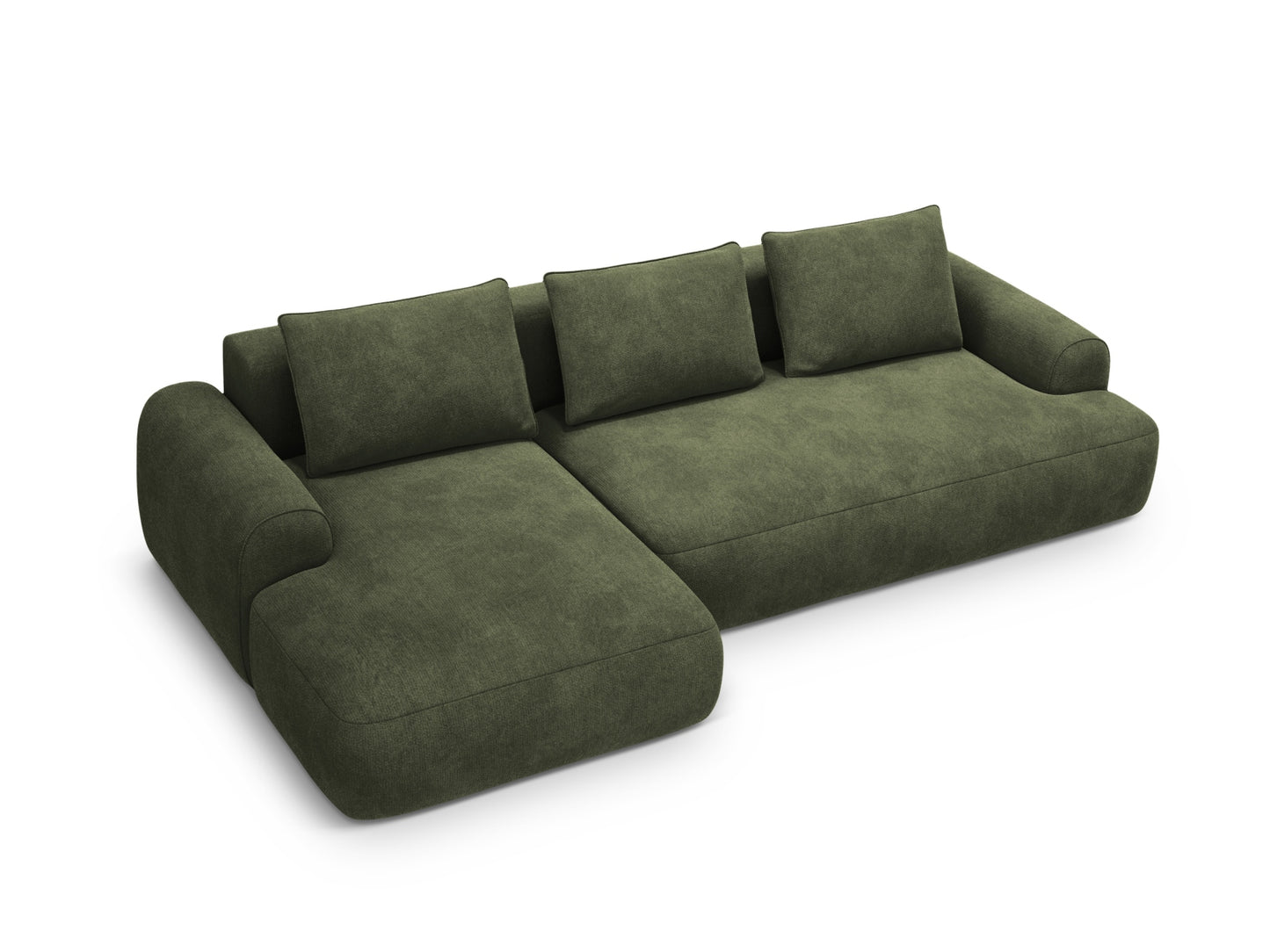 Calma Corner Sofa With Bed Function And Box, 3 Seats, 275x142 cm — Green / Left