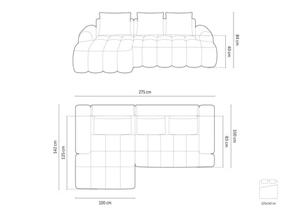 Linz Corner Sofa With Bed Function And Box, 3 Seats, 275x142 cm