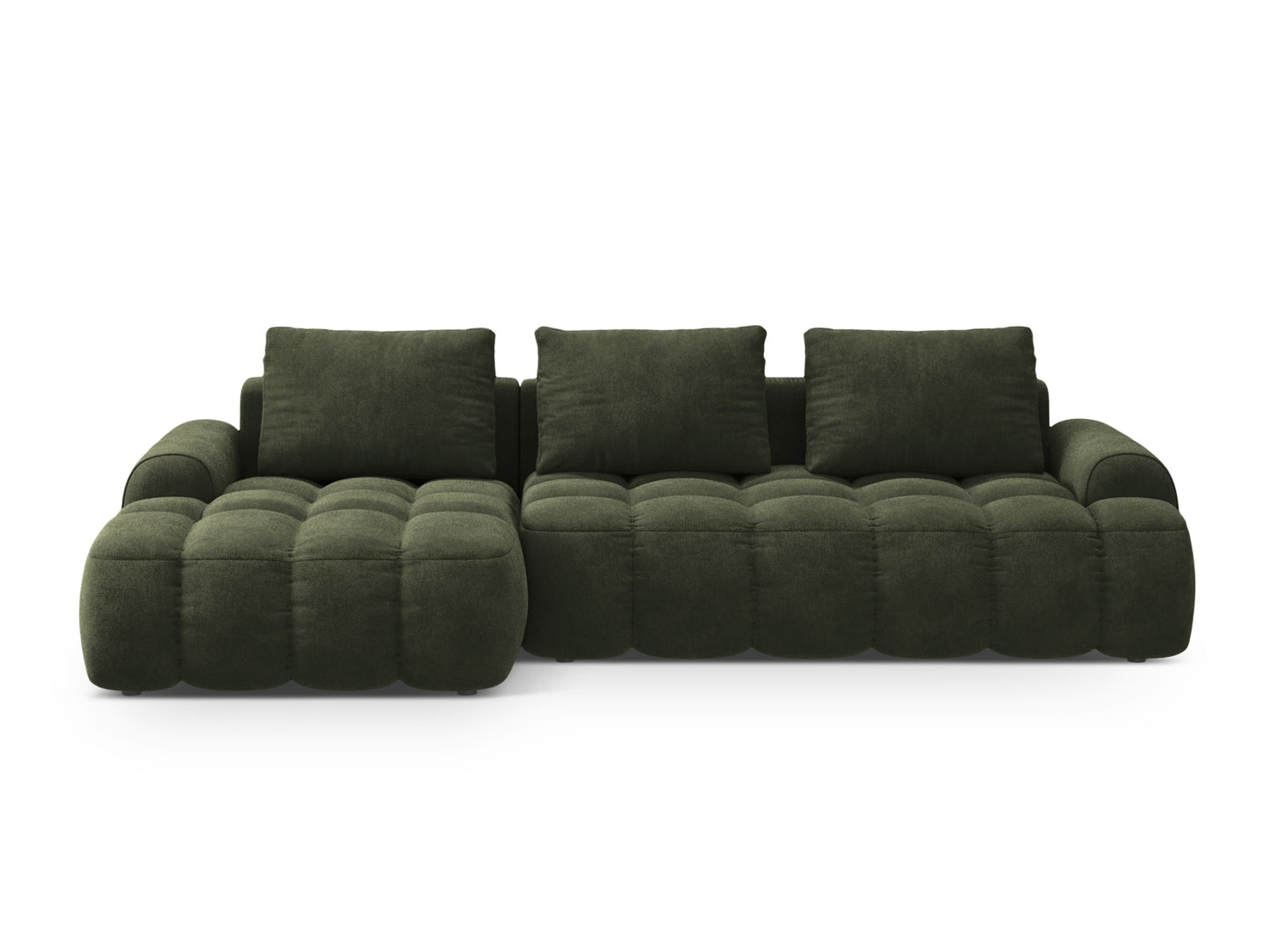 Linz Corner Sofa With Bed Function And Box, 3 Seats, 275x142 cm — Green / Left