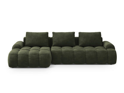 Linz Corner Sofa With Bed Function And Box, 3 Seats, 275x142 cm — Green / Left