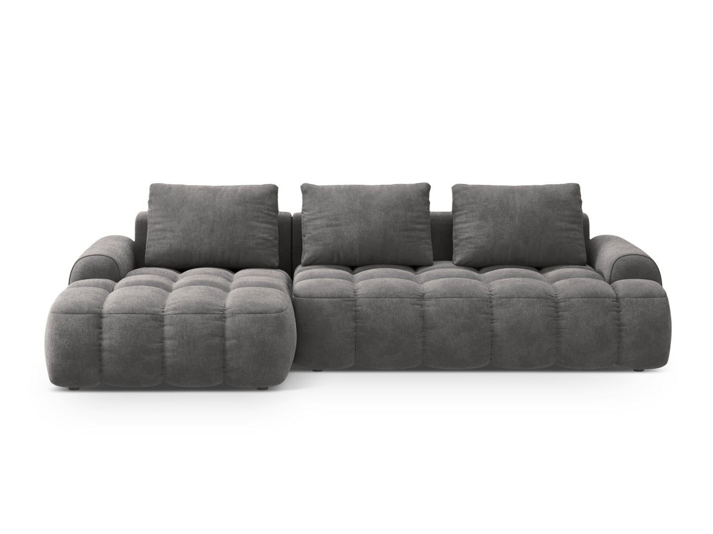 Linz Corner Sofa With Bed Function And Box, 3 Seats, 275x142 cm — Grey / Left