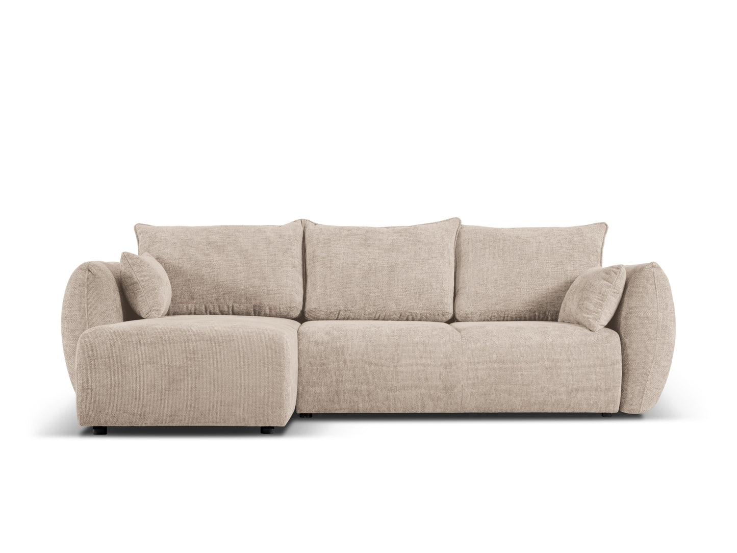 Matera Corner Sofa With Bed Function And Box, 4 Seats, 253x173 cm — Beige / Left