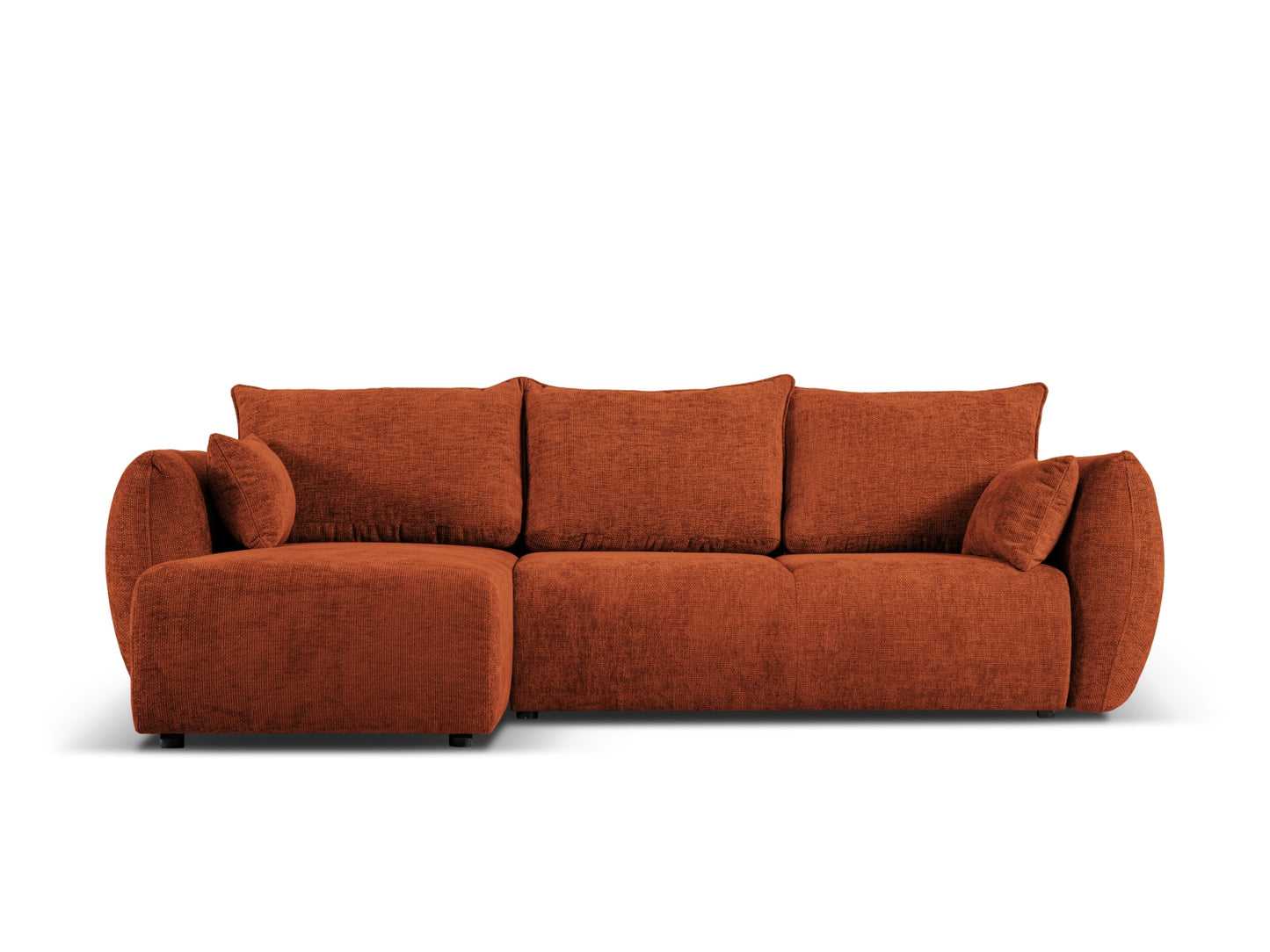 Matera Corner Sofa With Bed Function And Box, 4 Seats, 253x173 cm — Terracotta / Left