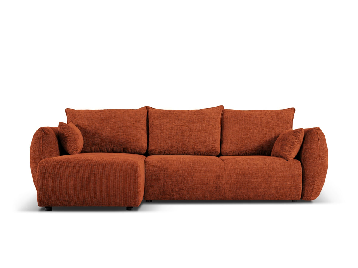 Matera Corner Sofa With Bed Function And Box, 4 Seats, 253x173 cm — Terracotta / Left