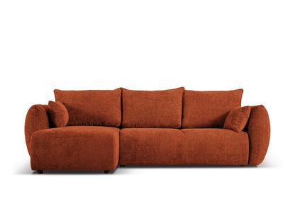Matera Corner Sofa With Bed Function And Box, 4 Seats, 253x173 cm — Terracotta / Left