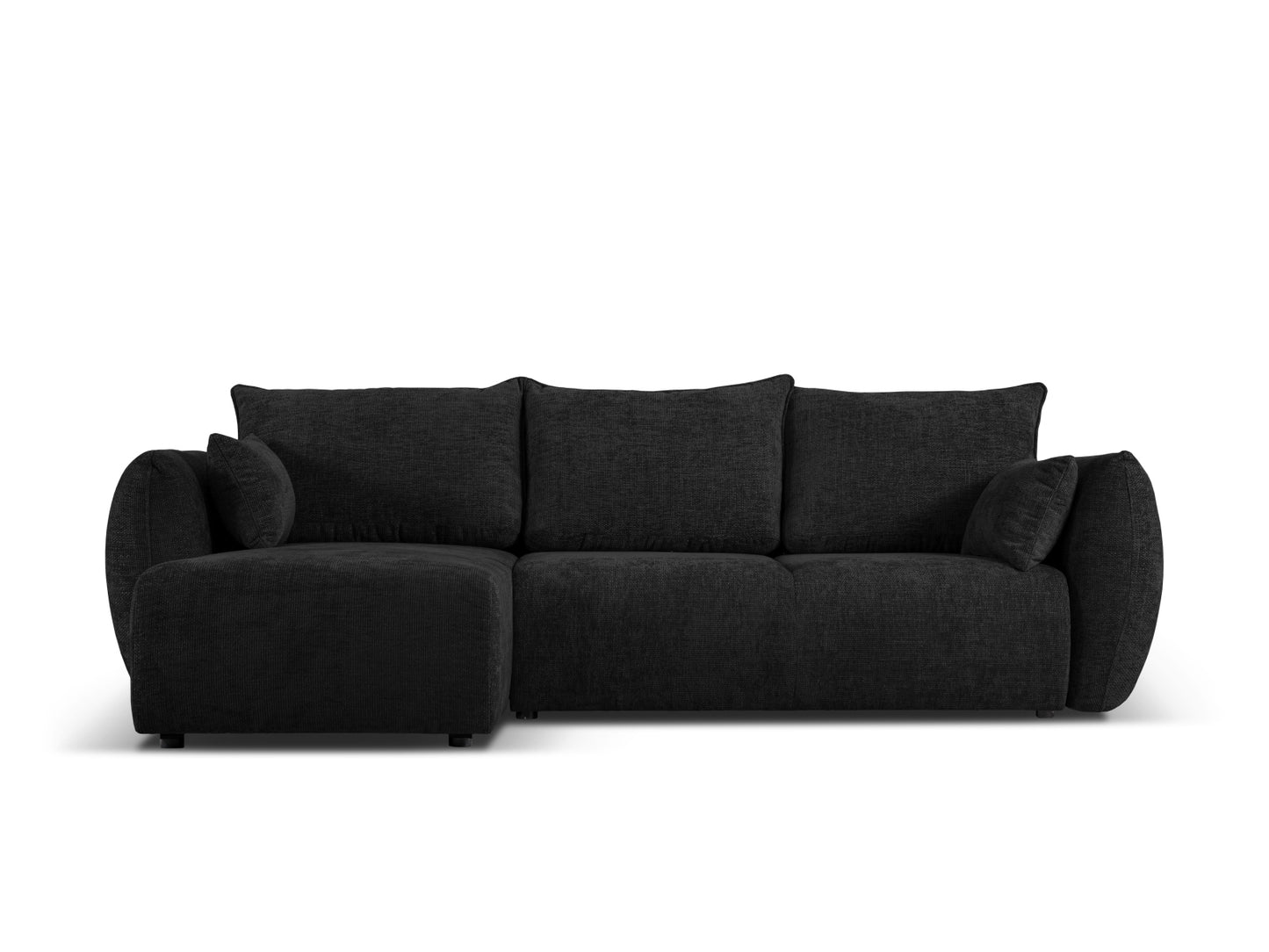 Matera Corner Sofa With Bed Function And Box, 4 Seats, 253x173 cm — Black / Left