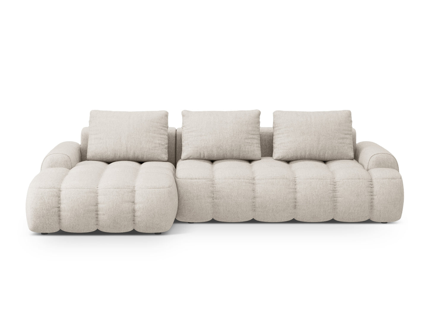 Linz Corner Sofa With Bed Function And Box, 3 Seats, 275x142 cm — Beige / Left
