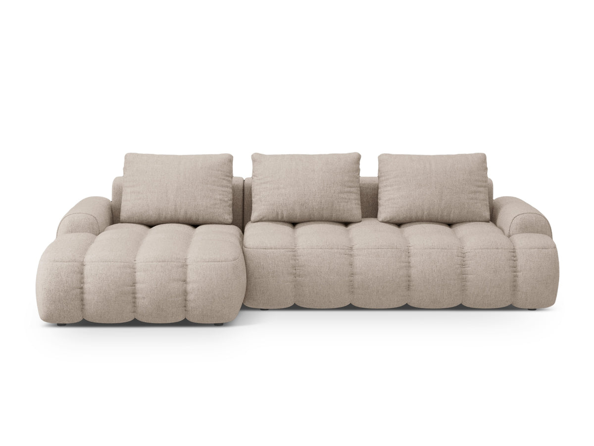 Linz Corner Sofa With Bed Function And Box, 3 Seats, 275x142 cm — Sand / Left