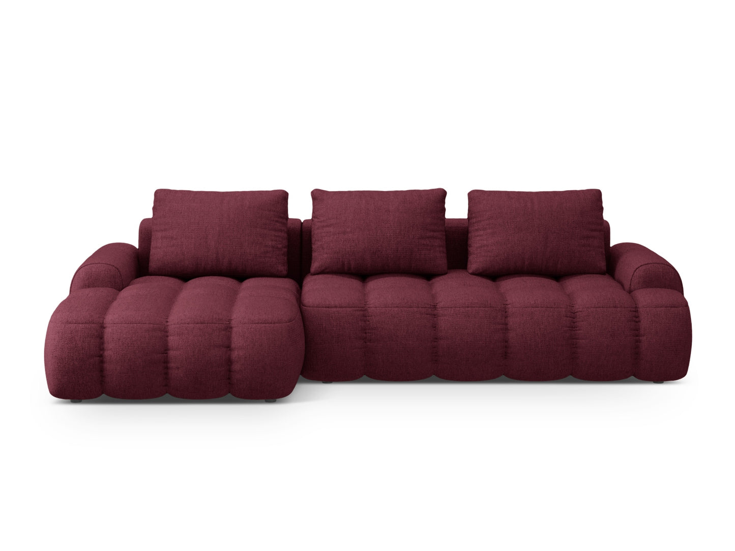 Linz Corner Sofa With Bed Function And Box, 3 Seats, 275x142 cm — Burgundy / Left
