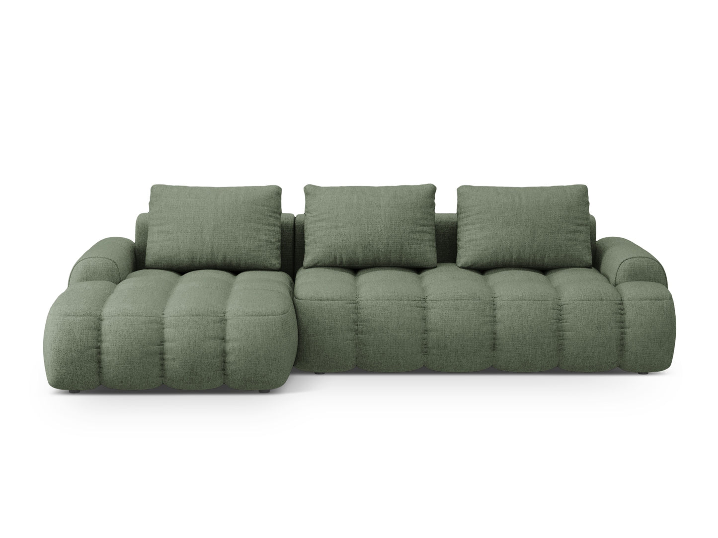 Linz Corner Sofa With Bed Function And Box, 3 Seats, 275x142 cm — Dark Olive Green / Left