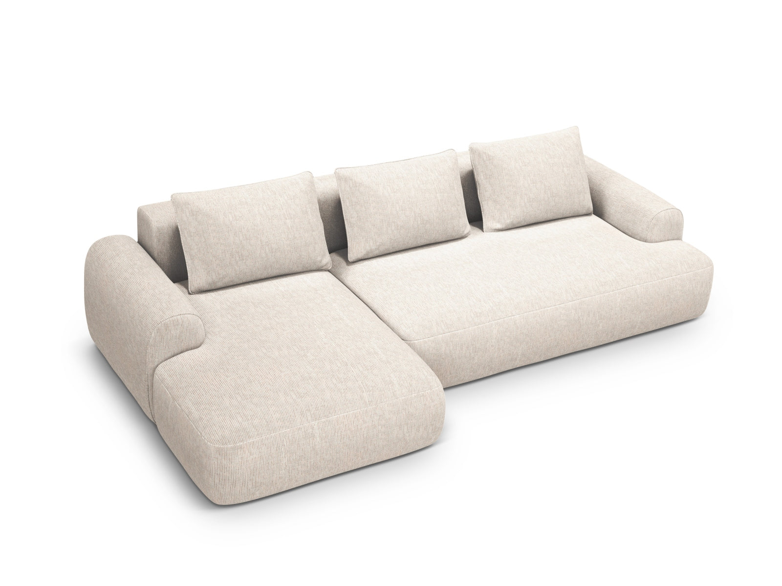 Calma Corner Sofa With Bed Function And Box, 3 Seats, 275x142 cm — Light Beige / Left