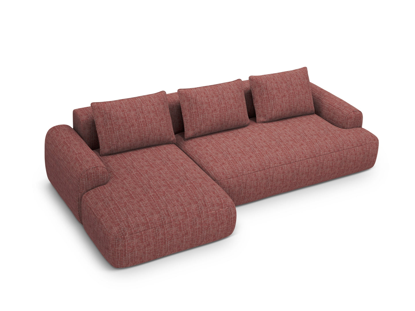 Calma Corner Sofa With Bed Function And Box, 3 Seats, 275x142 cm — Red / Left