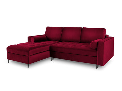 Aspen Corner Sofa With Bed Function And Box, 5 Seats, 240x175 cm — Red / Black Chrome Metal / Left