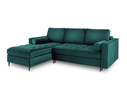 Aspen Corner Sofa With Bed Function And Box, 5 Seats, 240x175 cm — Petrol / Black Chrome Metal / Left