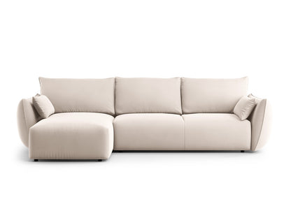 Matera Corner Sofa With Bed Function And Box, 4 Seats, 253x173 cm — Beige / Left