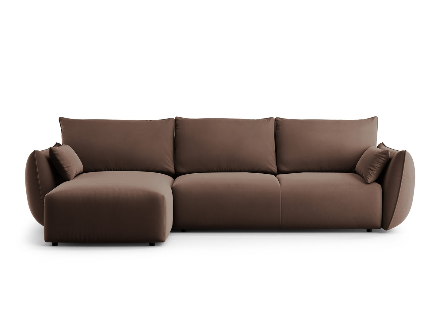 Matera Corner Sofa With Bed Function And Box, 4 Seats, 253x173 cm — Chocolate / Left