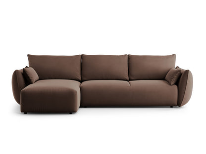 Matera Corner Sofa With Bed Function And Box, 4 Seats, 253x173 cm — Chocolate / Left