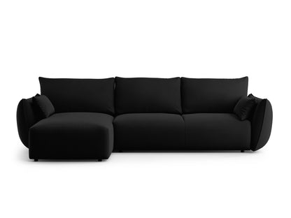 Matera Corner Sofa With Bed Function And Box, 4 Seats, 253x173 cm — Black / Left