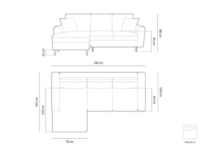Kyoto Corner Sofa With Bed Function And Box, 4 Seats, 241x145 cm