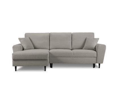 Kyoto Corner Sofa With Bed Function And Box, 4 Seats, 241x145 cm — Grey / Black Beech Wood / Left