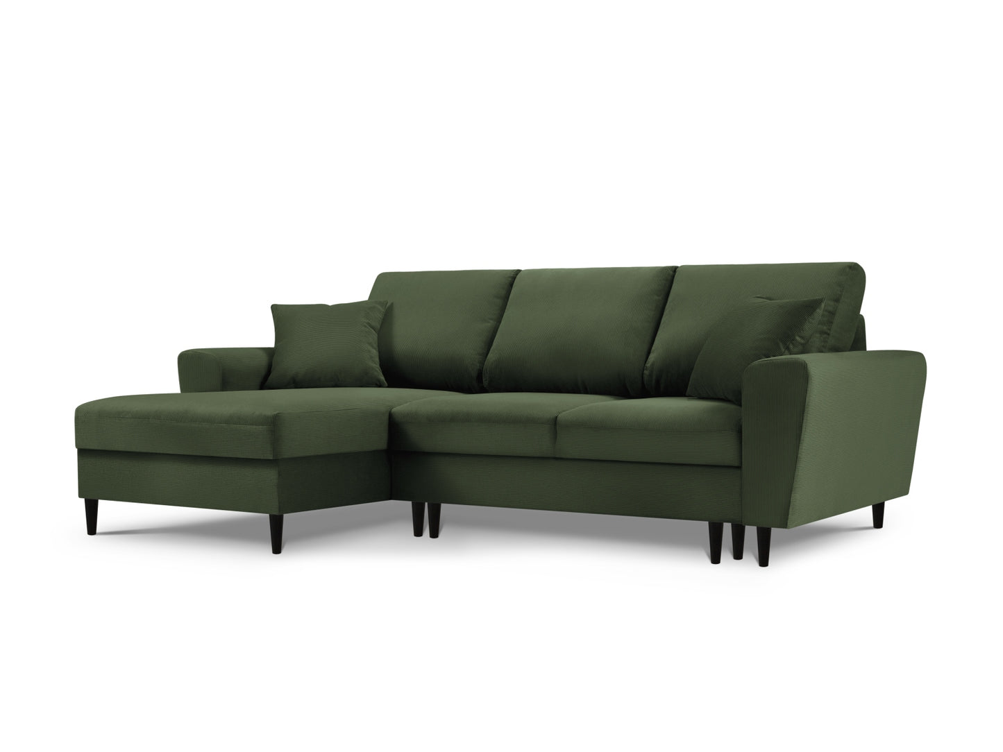 Kyoto Corner Sofa With Bed Function And Box, 4 Seats, 241x145 cm — Bottle Green / Left