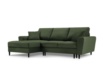 Kyoto Corner Sofa With Bed Function And Box, 4 Seats, 241x145 cm — Bottle Green / Left