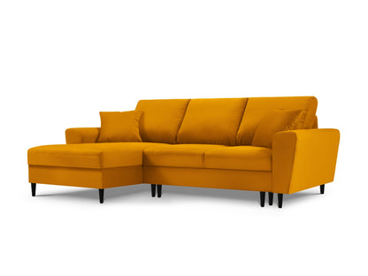 Kyoto Corner Sofa With Bed Function And Box, 4 Seats, 241x145 cm — Yellow / Left