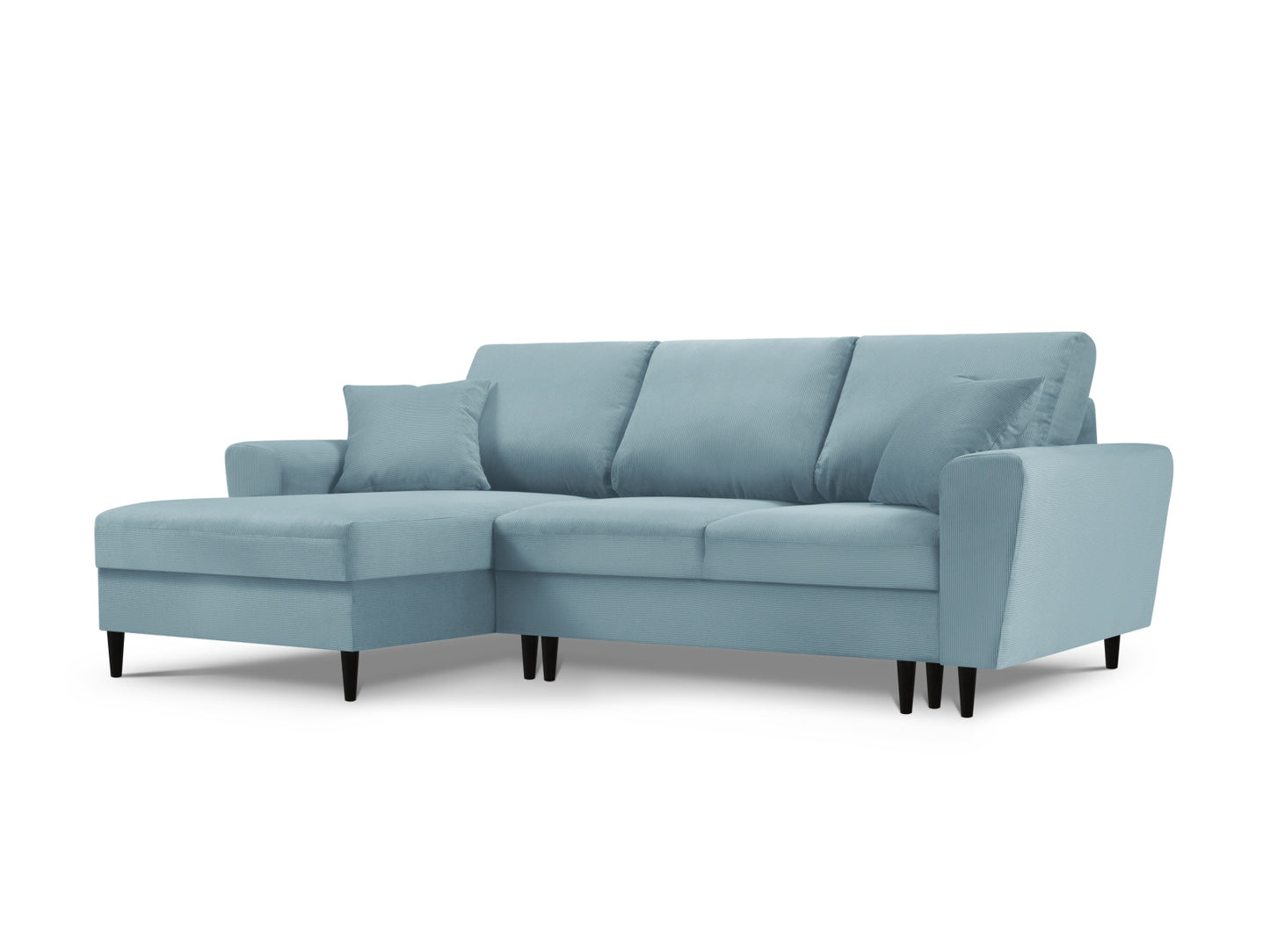 Kyoto Corner Sofa With Bed Function And Box, 4 Seats, 241x145 cm — Light Blue / Left