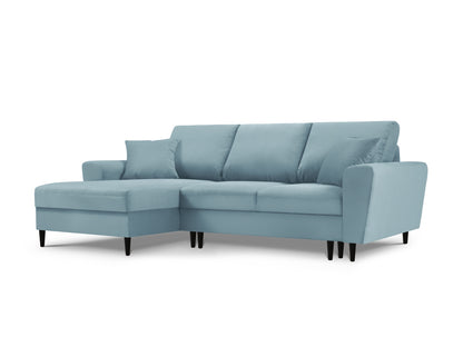 Kyoto Corner Sofa With Bed Function And Box, 4 Seats, 241x145 cm — Light Blue / Left