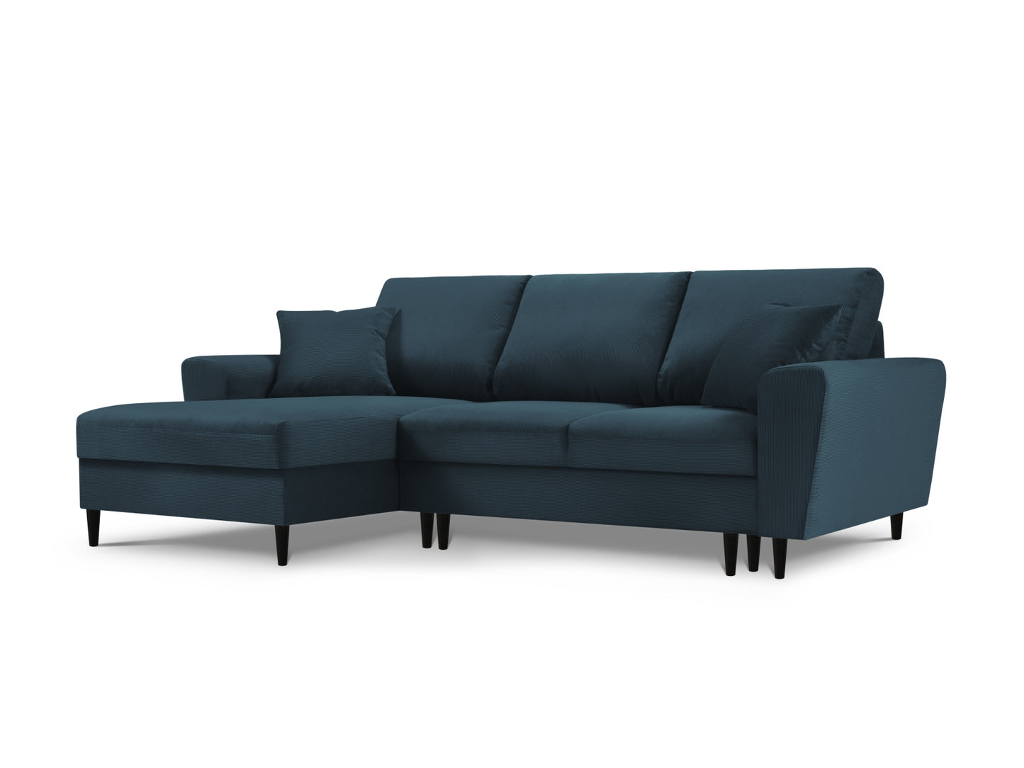 Kyoto Corner Sofa With Bed Function And Box, 4 Seats, 241x145 cm — Dark Blue / Left
