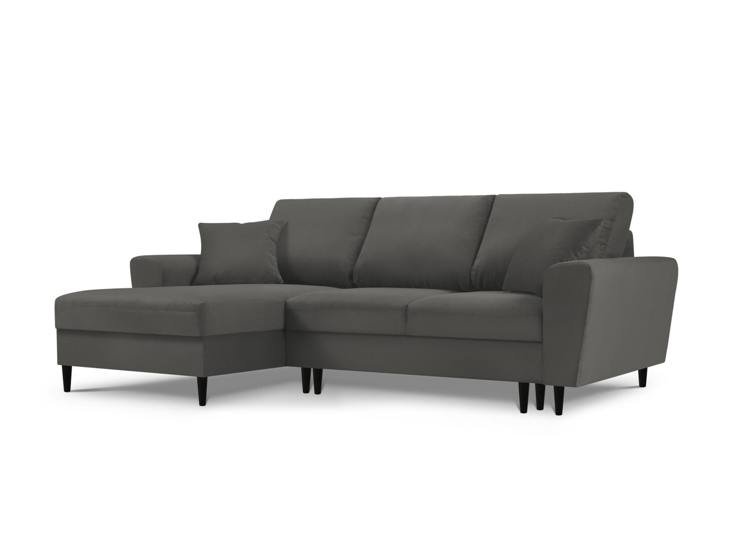 Kyoto Corner Sofa With Bed Function And Box, 4 Seats, 241x145 cm — Grey / Left
