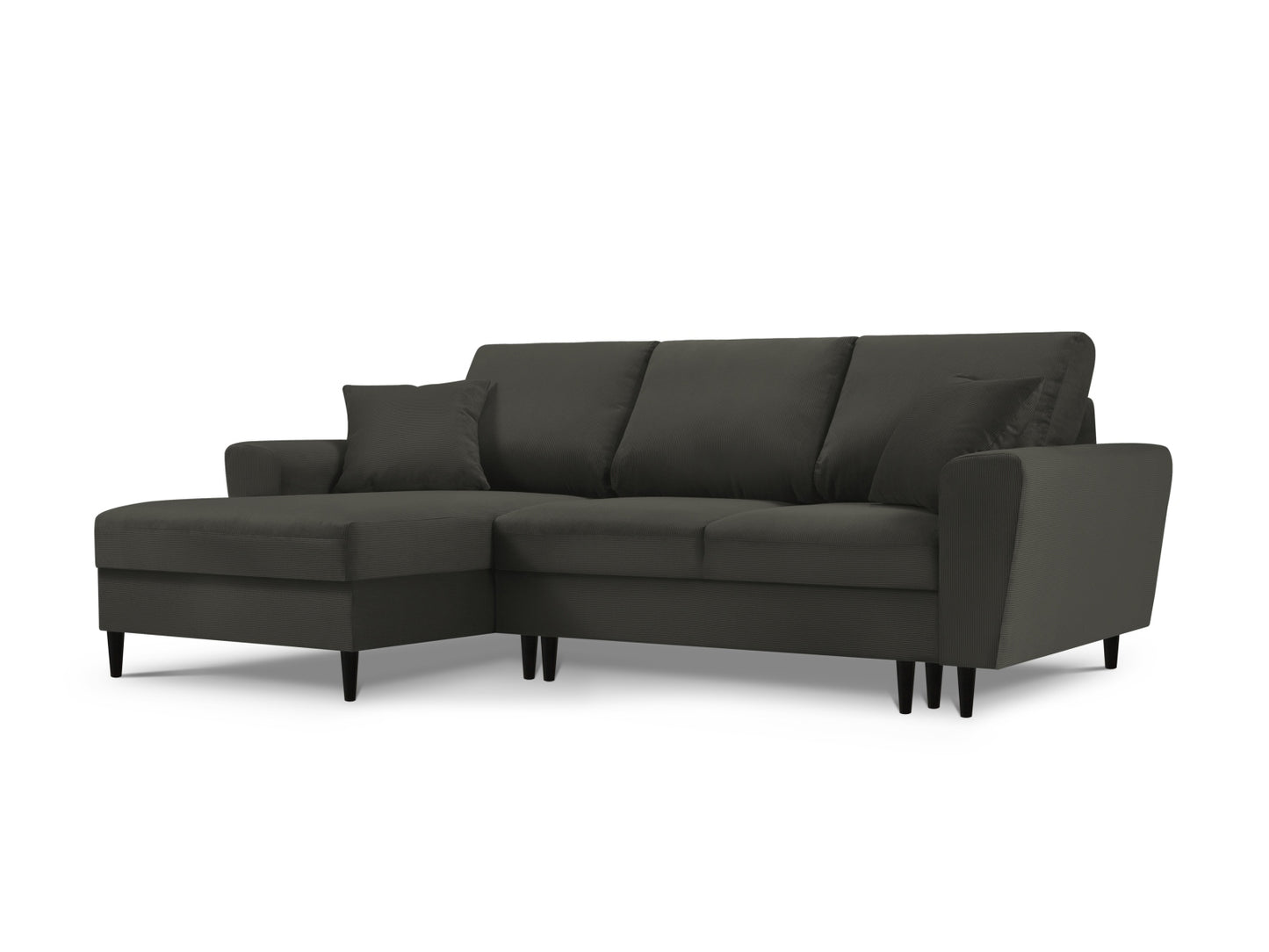 Kyoto Corner Sofa With Bed Function And Box, 4 Seats, 241x145 cm — Black / Left