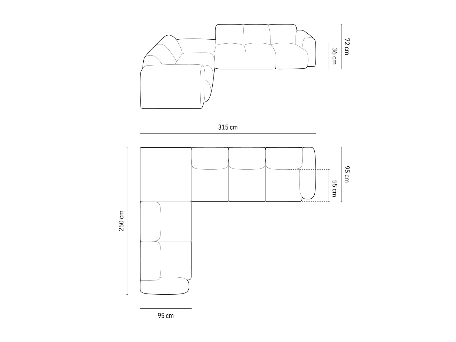 Nolio Corner Sofa, 4 Seats, 315x250 cm