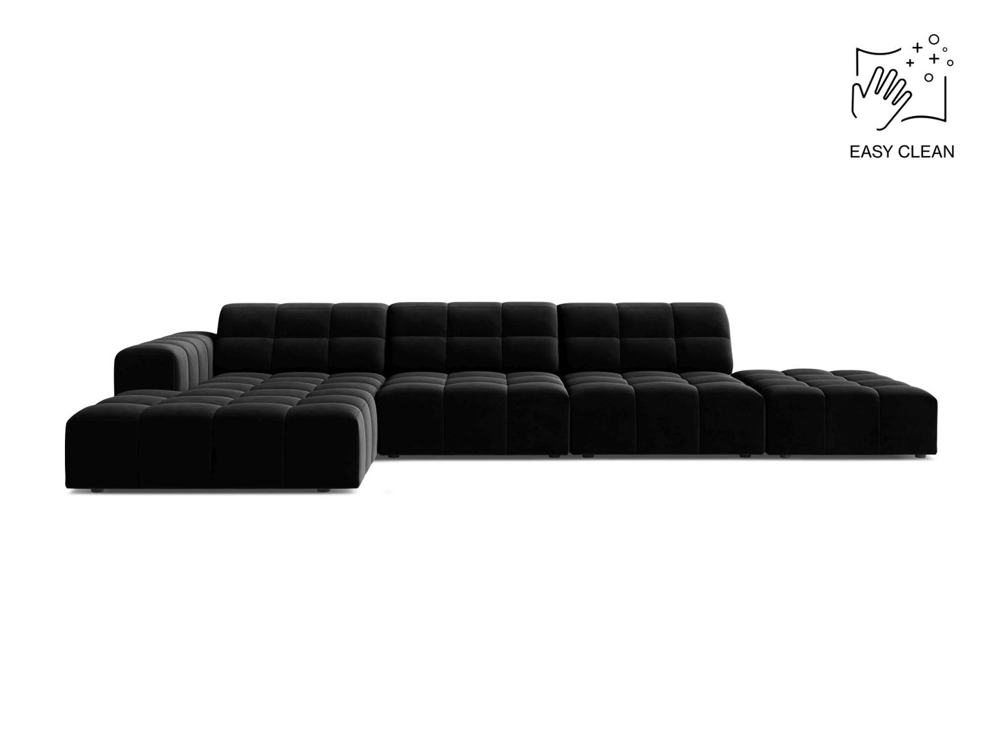 Chicago Corner Sofa, 5 Seats, 348x167 cm — Black / Left
