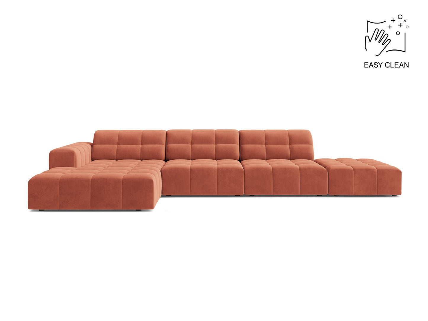 Chicago Corner Sofa, 5 Seats, 348x167 cm — Coral / Left