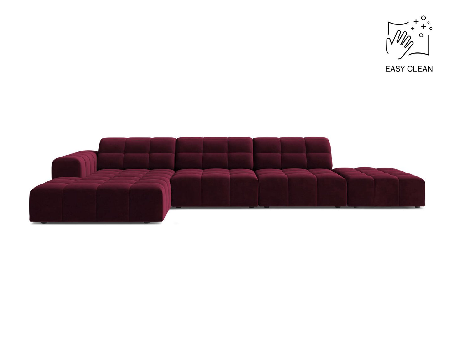 Chicago Corner Sofa, 5 Seats, 348x167 cm — Burgundy / Left