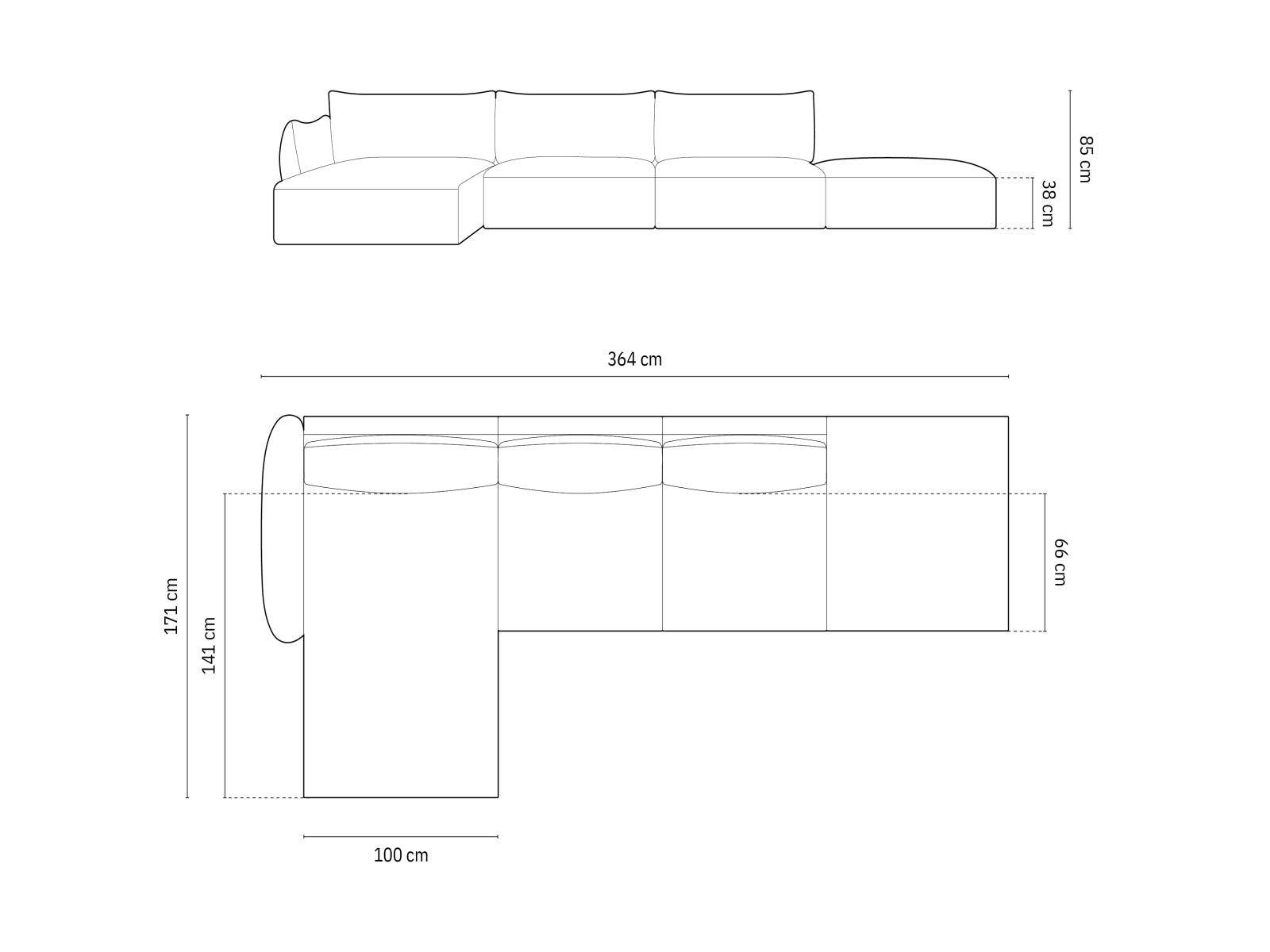 Matera Corner Sofa, 5 Seats, 364x171 cm