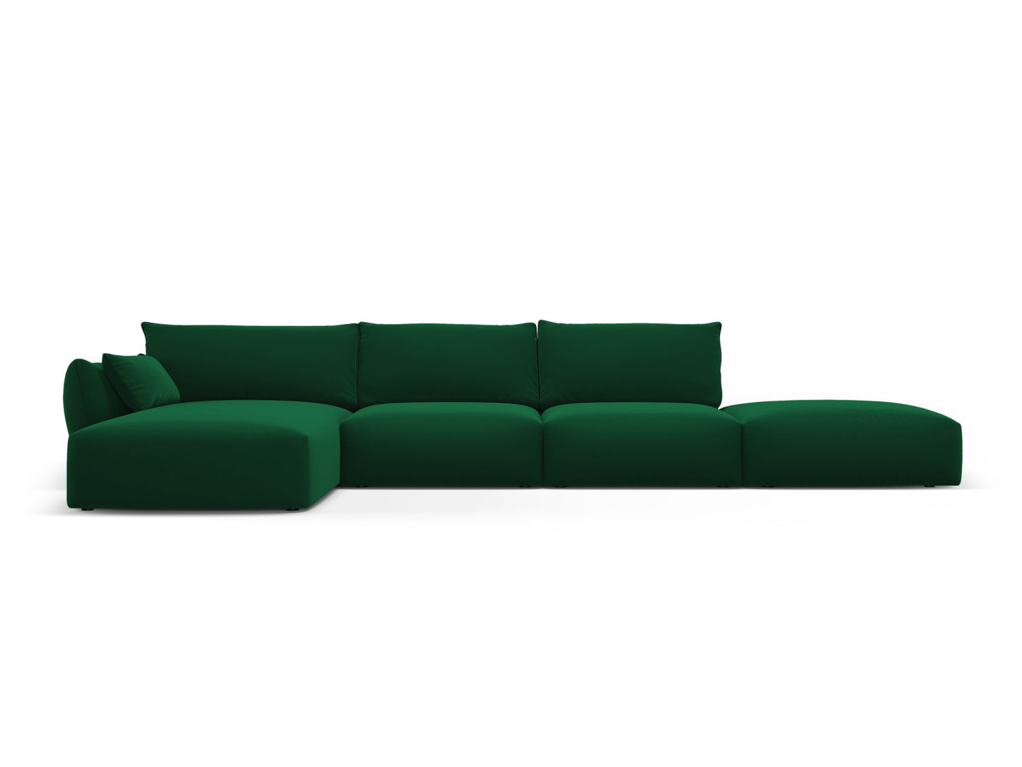 Matera Corner Sofa, 5 Seats, 364x171 cm — Bottle Green / Left