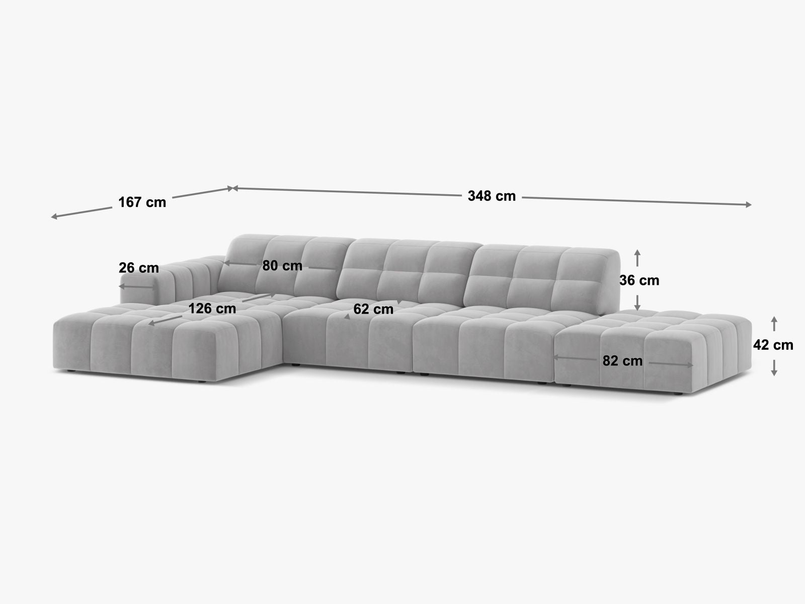 Chicago Corner Sofa, 5 Seats, 348x167 cm