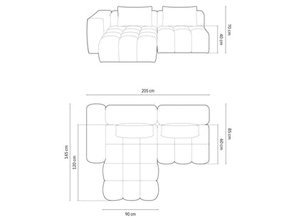 Verona Modular Corner Sofa, 3 Seats, 205x145 cm